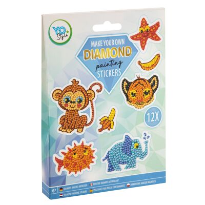 Set de pegatinas de diamantes "Hermosos animales" - 12 piezas