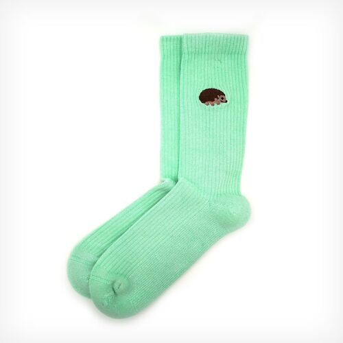 Hedgehog Socks | Ribbed Bamboo Socks | Green Socks