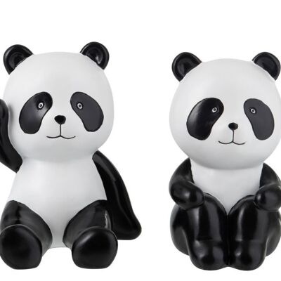 Set de 2 sujetalibros panda resina negro/blanco