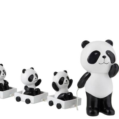 Panda + 3 carretas resina negro/blanco