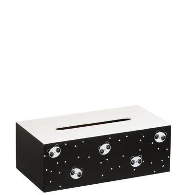 Caja de panuelos panda madera blanco/negro