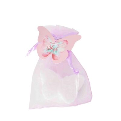 Mariposa Saponetta en polvere di rosa en organza rosa