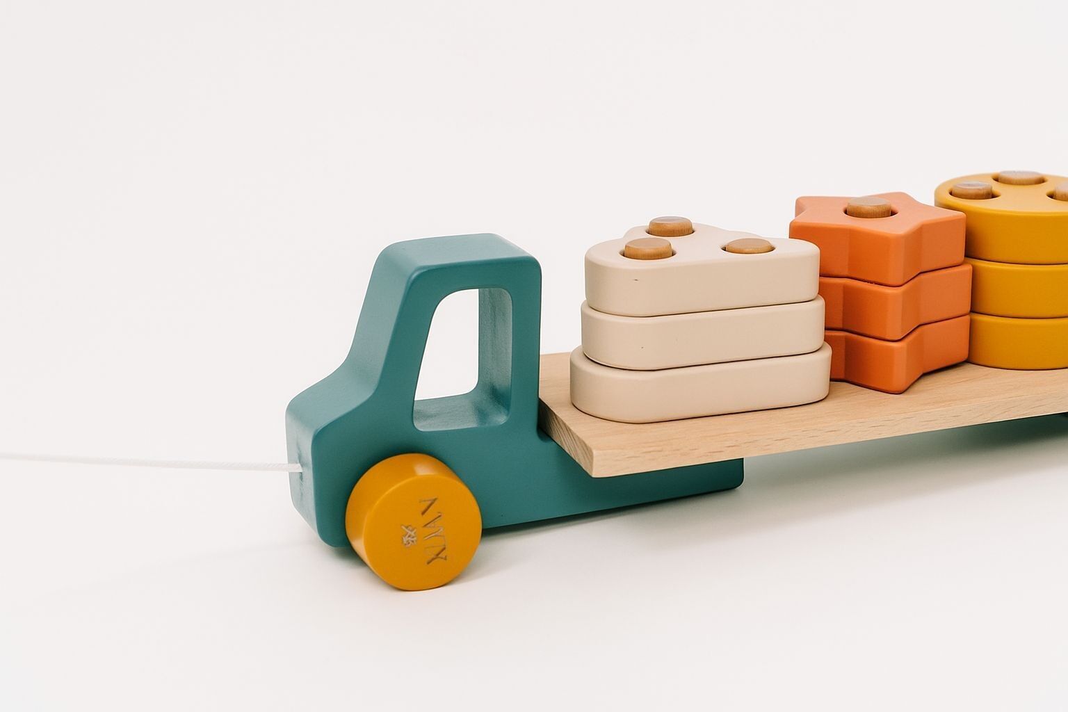 Wooden and silicone stacking truck – educational toy for ages 18 months and up