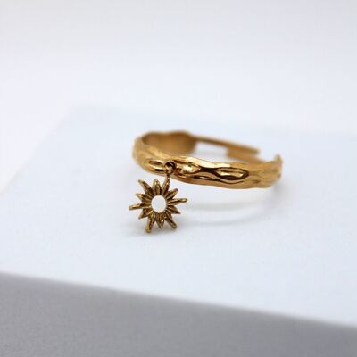 Anello regolabile fatto a mano in acciaio inossidabile dorato
