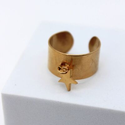 Bague réglable fait main en acier inoxydable doré