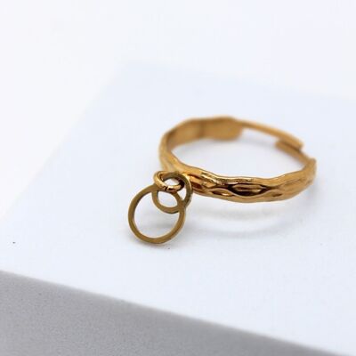 Bague réglable fait main en acier inoxydable doré