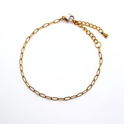 Bracciale in acciaio inossidabile placcato oro fatto a mano (15 cm)