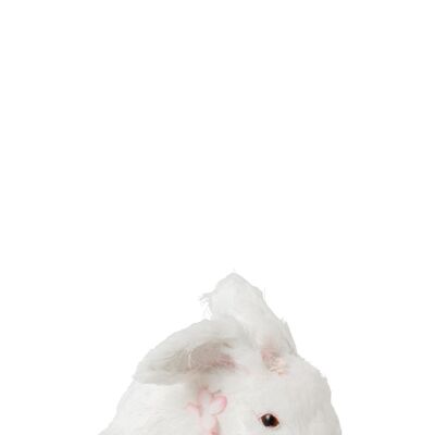 Conejo sentando flor blanco/rosa large