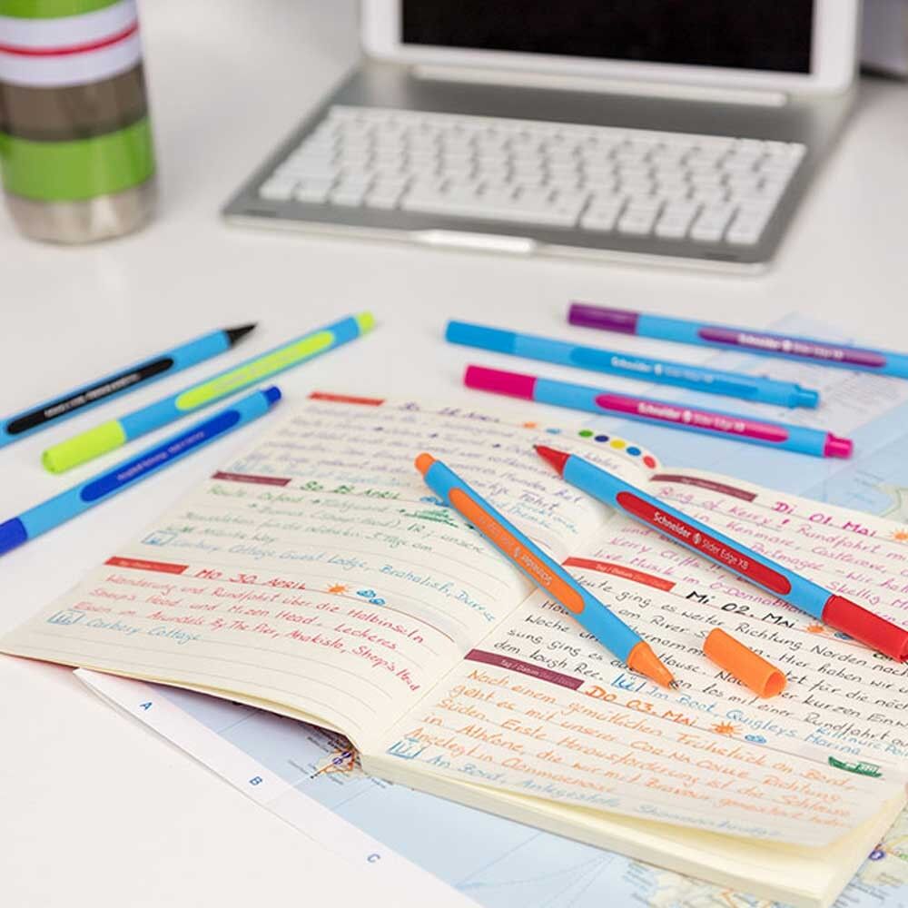 Schneider Slider Edge XB Stylo à bille (Stylo triangulaire avec largeur de trait XB=trait extra large, modèle à capuchon) Lot de 10 pièces