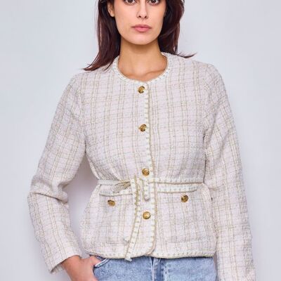 Chaqueta estructurada de tweed con brillos 2401