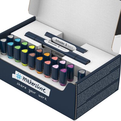 Schneider Paint-It 040 Twin Marker Marqueurs à double pointe Set V2 (punta a pinceau e punta ogiva da 1.0 mm, punta a base d'acqua, stili in plastica riciclata al 92%) 27 pezzi, multicolore