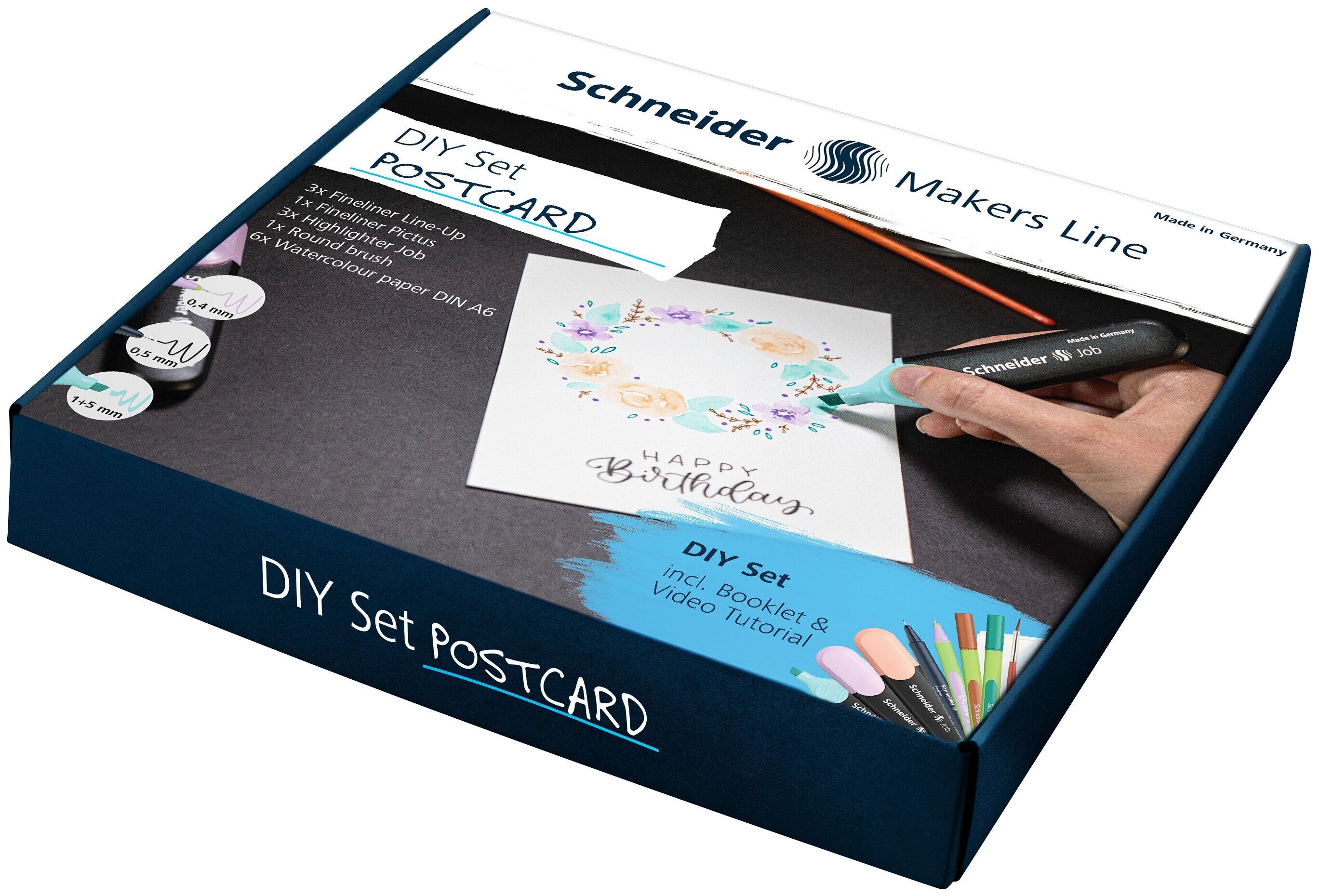 Schneider Set DIY Carte postale à faire soi-même (avec stylos, matériel de bricolage, livret et instructions vidéo)