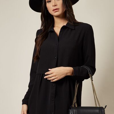 Camicia oversize a maniche lunghe in nero