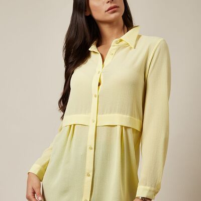 Camisa extragrande de manga larga en amarillo