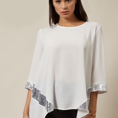 Haut oversize à sequins blancs