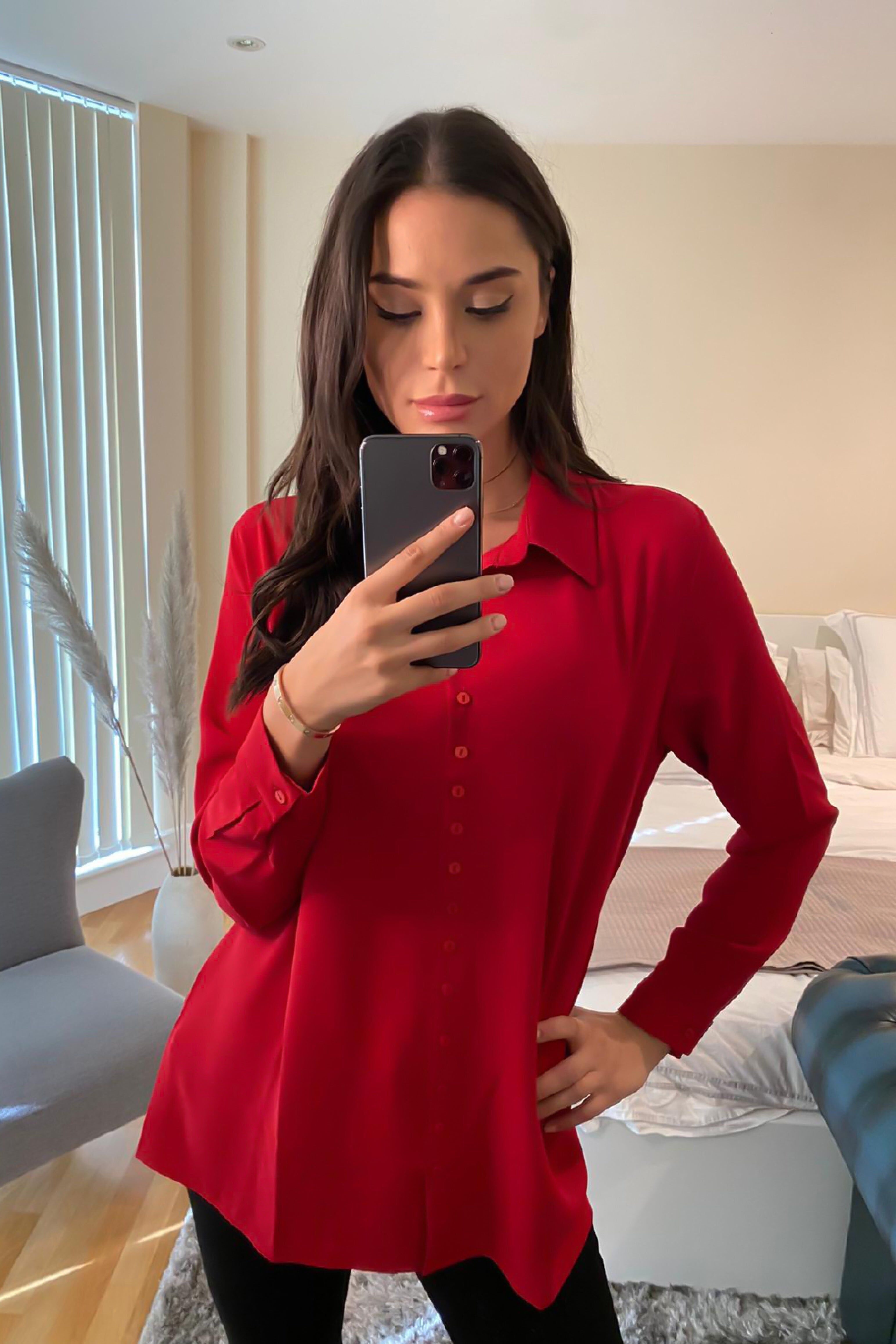 Camicia oversize in rosso