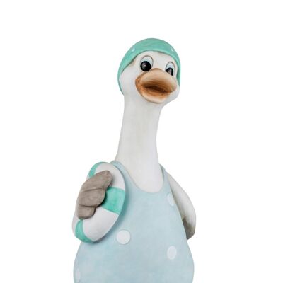 Pato flotador poliresina azul/blanco