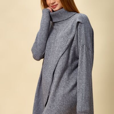 Maglione oversize con collo alto in grigio