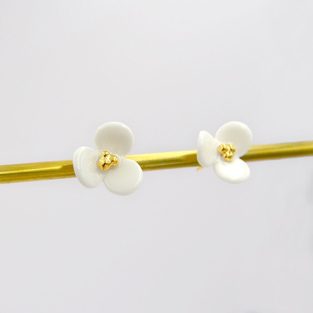 White Porcelain Flower Earrings