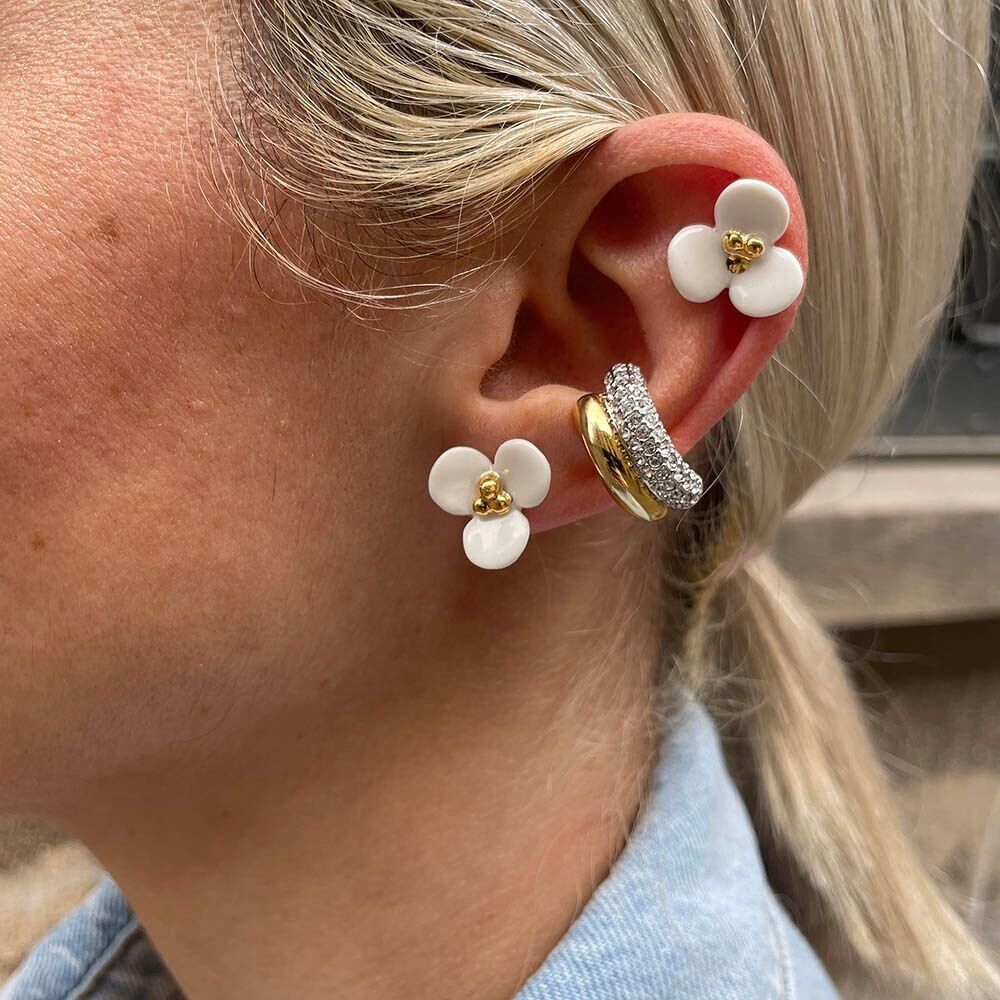White Porcelain Flower Earrings