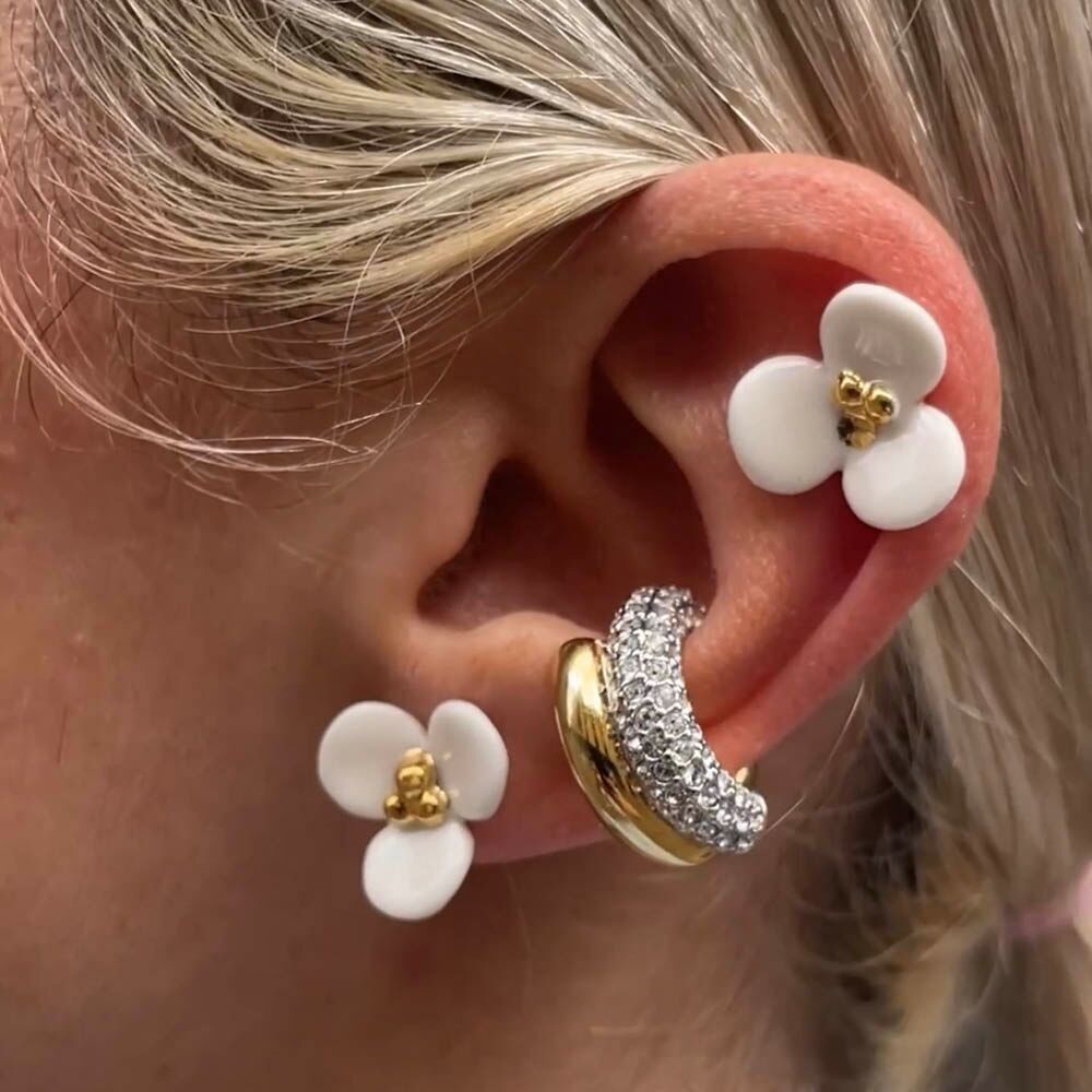 White Porcelain Flower Earrings