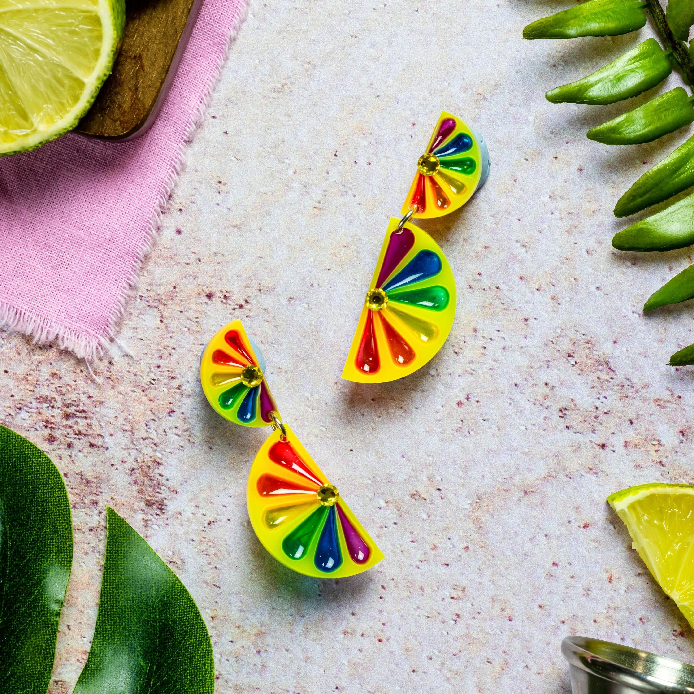 Doppelte Zitronenscheiben-Ohrringe