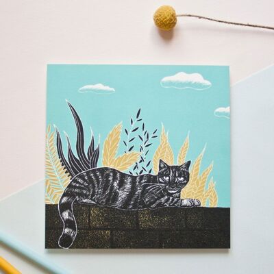 Postkarte | Katze & Mauer