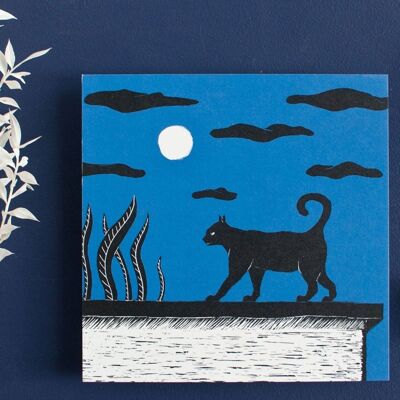 Carte postale | Chat pleine lune