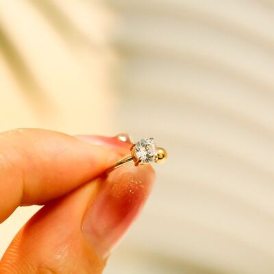 Pendiente de oro Earcuff Piercing falso Diamante de imitación Cuadrado