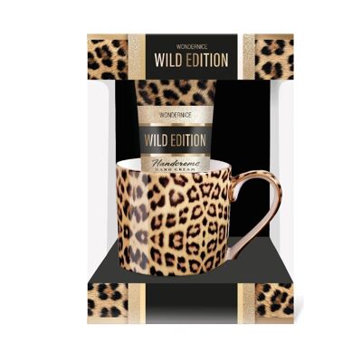 Set regalo di cosmetici con tazza leopardata