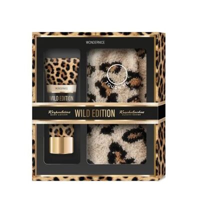 Coffret cadeau imprimé léopard avec chaussettes moelleuses pour femme