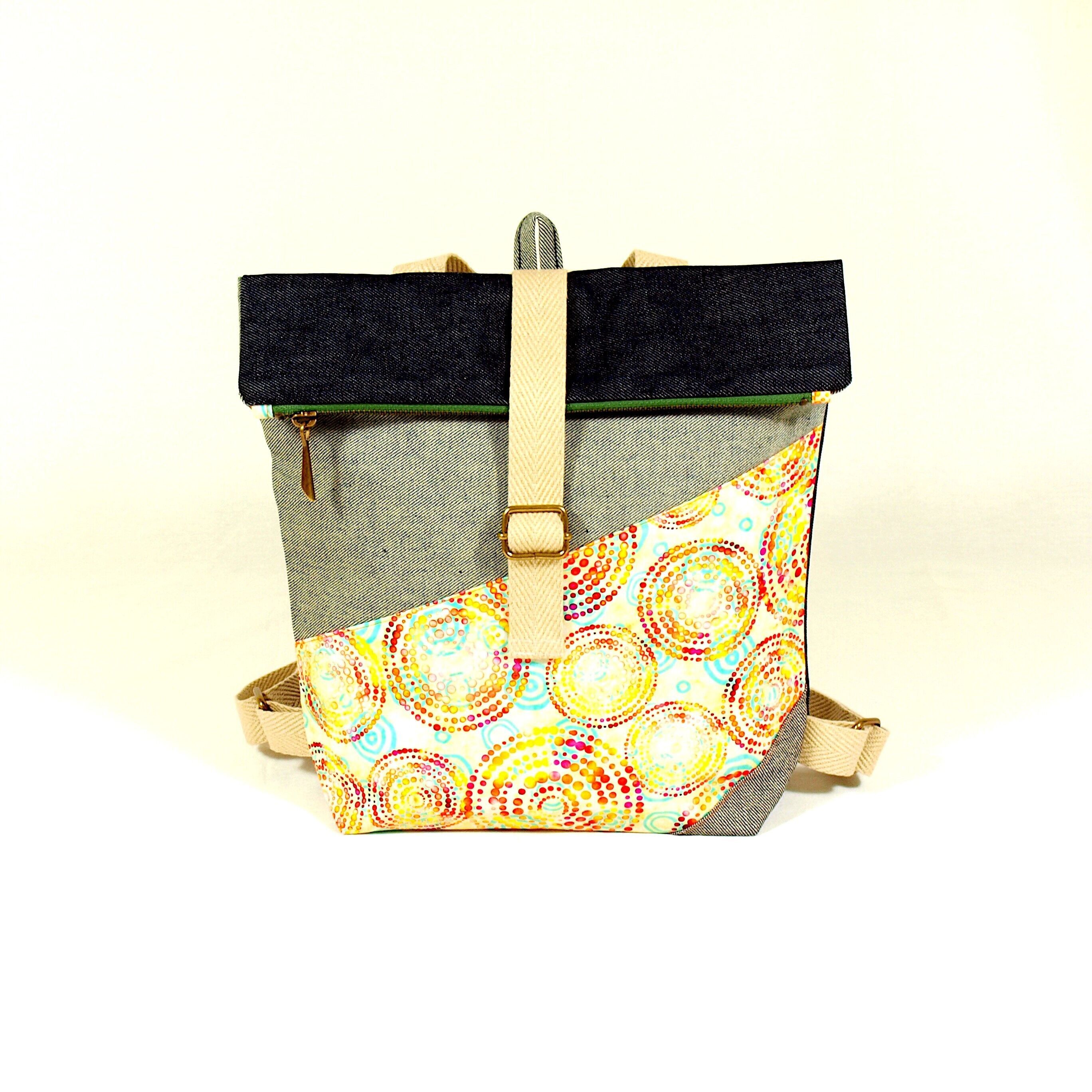 Beigefarbener Denim-Rucksack MANDALA