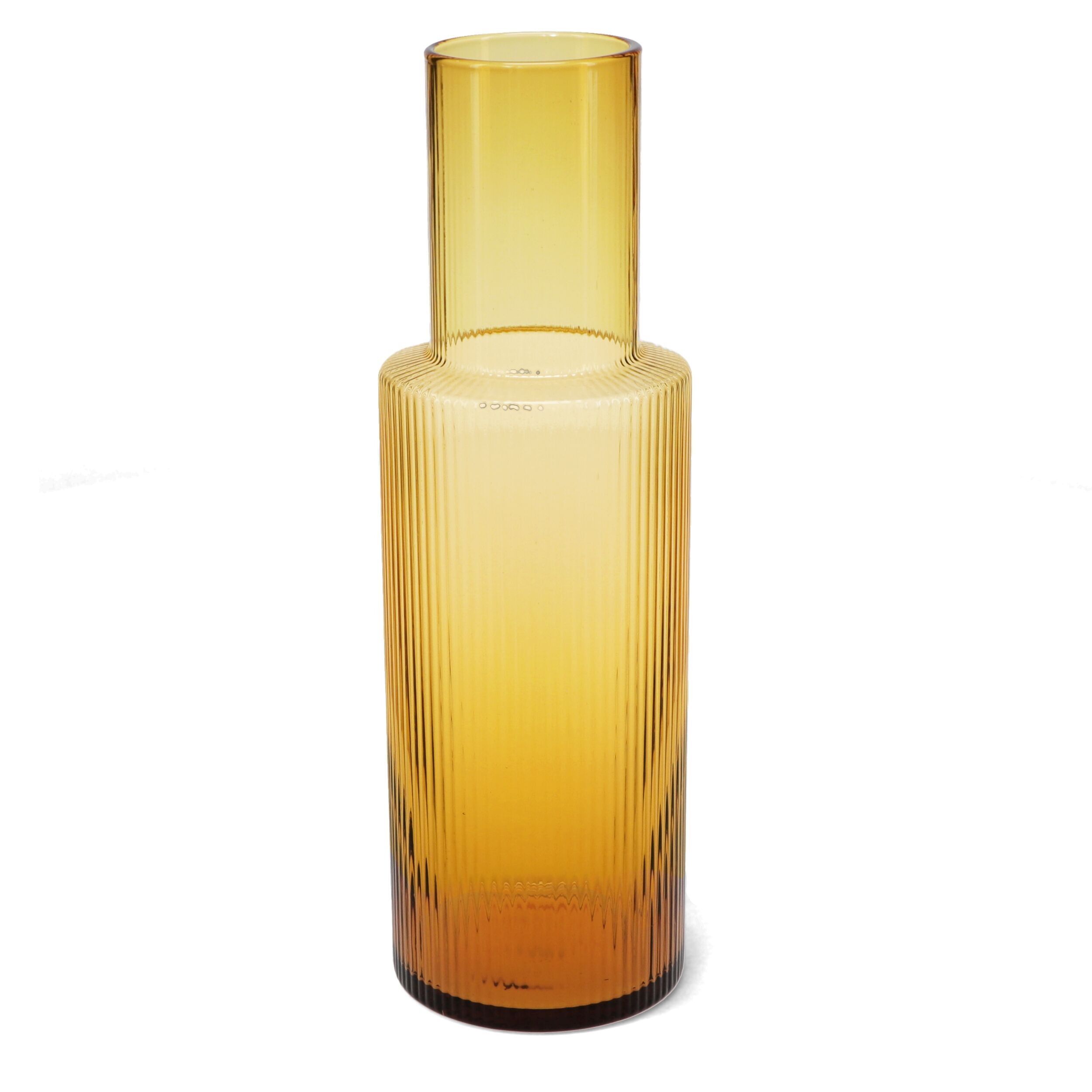 Retro ribbed glass carafe 850ml - Amber
