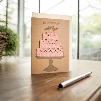 Carte de voeux - gâteau de mariage