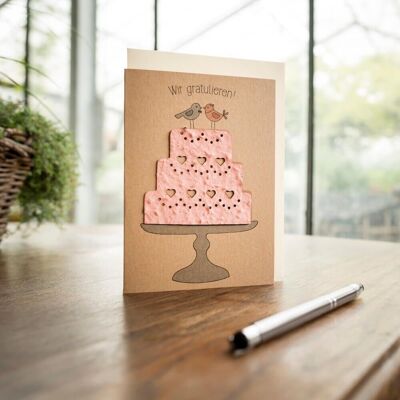 Tarjeta de felicitación - pastel de bodas