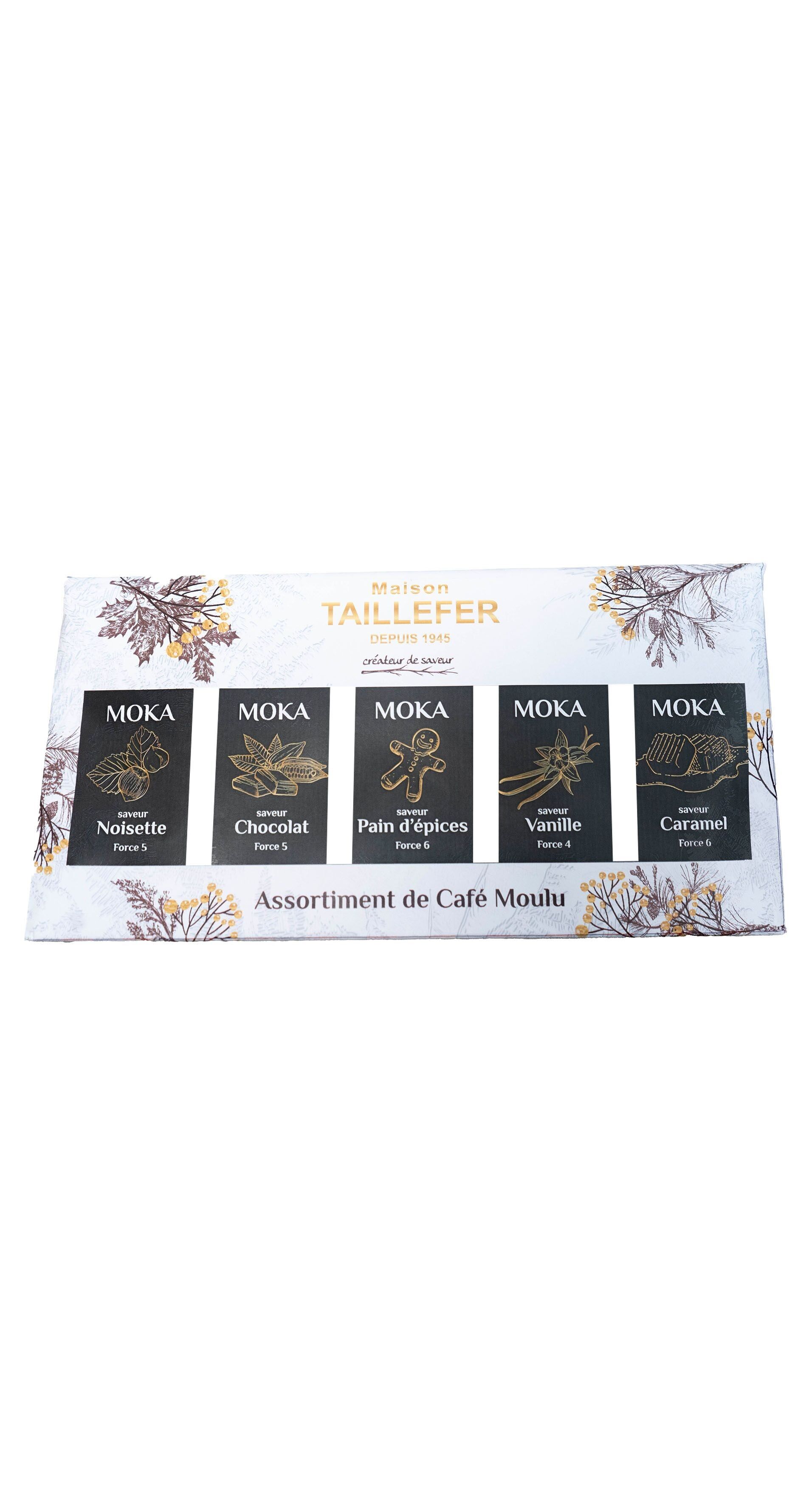 Astuccio caffè aromatizzato 5 x 50g (nocciola, vaniglia, mandorla, caramello, pan di zenzero)