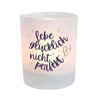 Lanterne en verre Happy pas parfait avec dire I photophore bougeoir I décoration I cadeau anniversaire