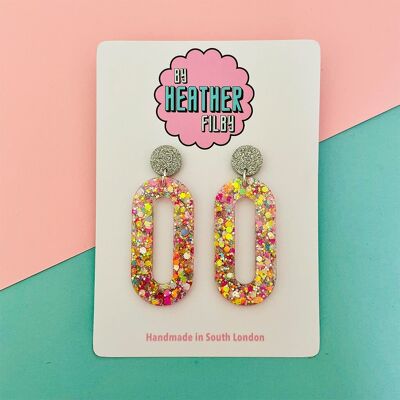 Boucles d'oreilles ovales à paillettes géométriques