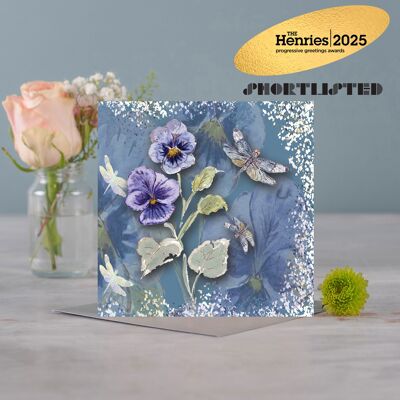 Pensamientos en flor en polvo Tarjetas de felicitación