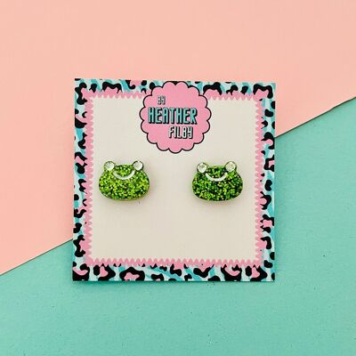 Frog Glitter Stud Earrings