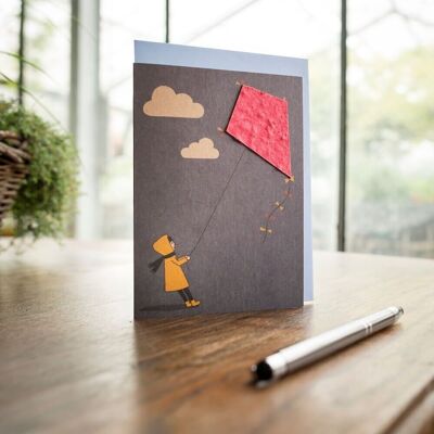 Greeting card - kite in the wind