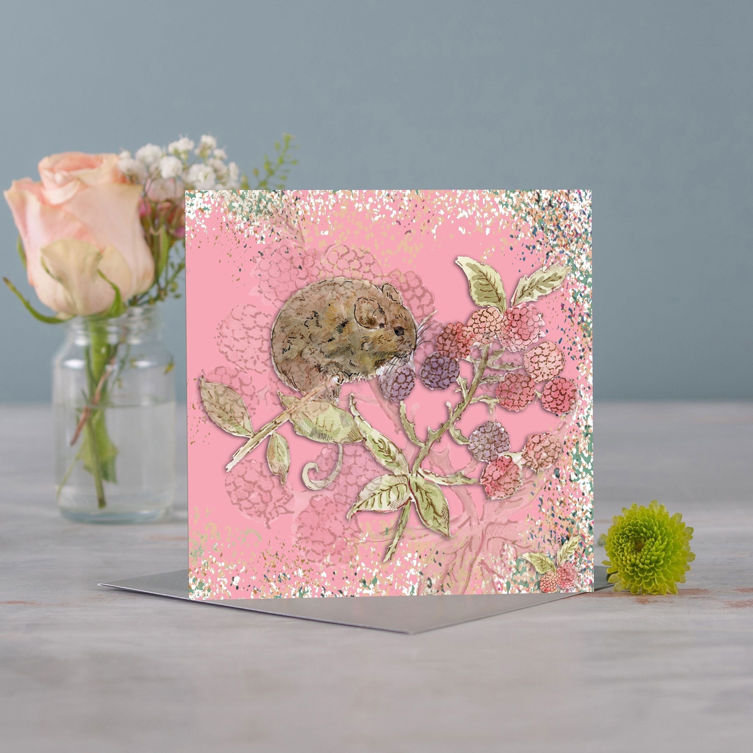 Powder Bloom Himbeeren Grußkarte