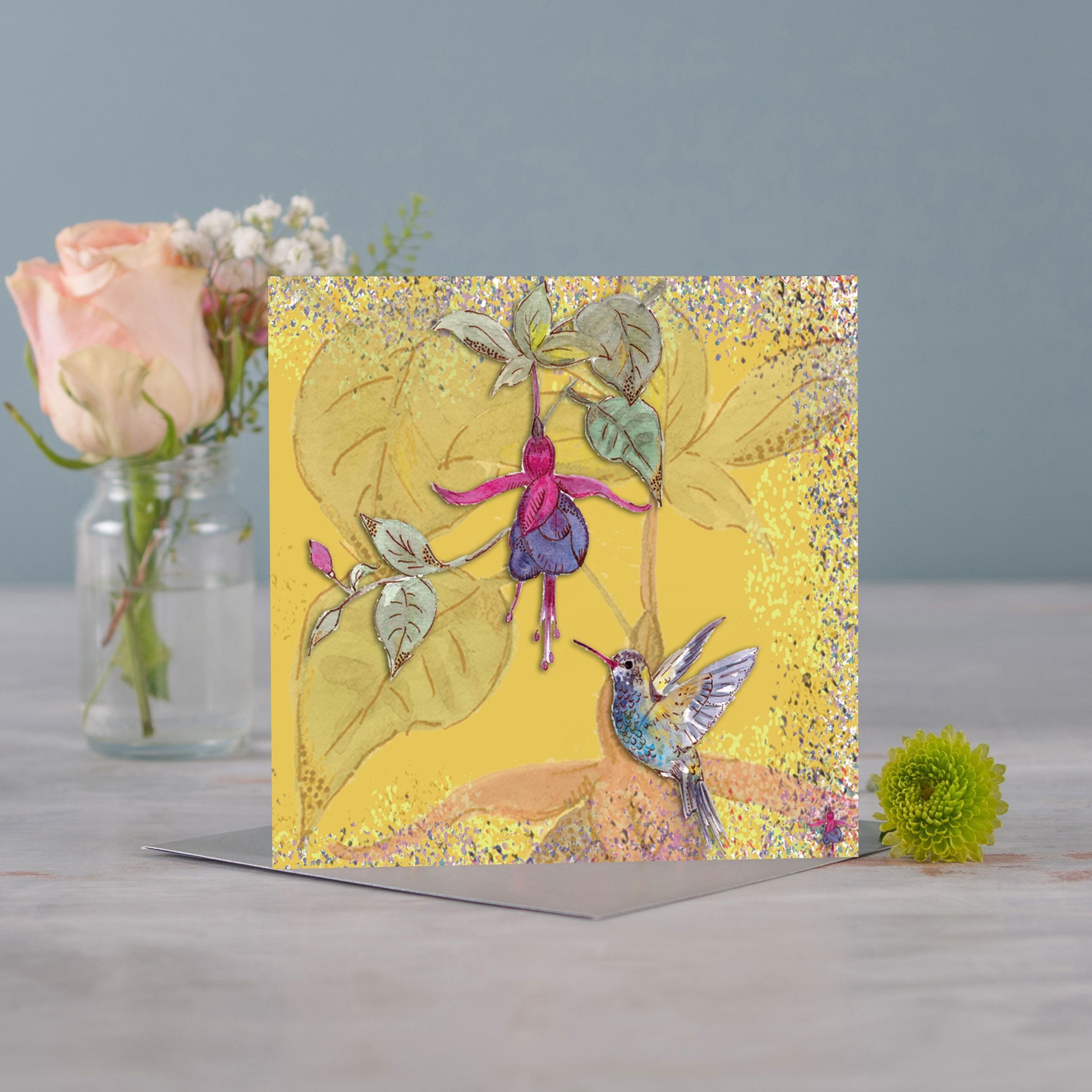 Puderblüte Fuchsia Grußkarte