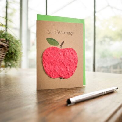 Greeting card - get well soon apple
