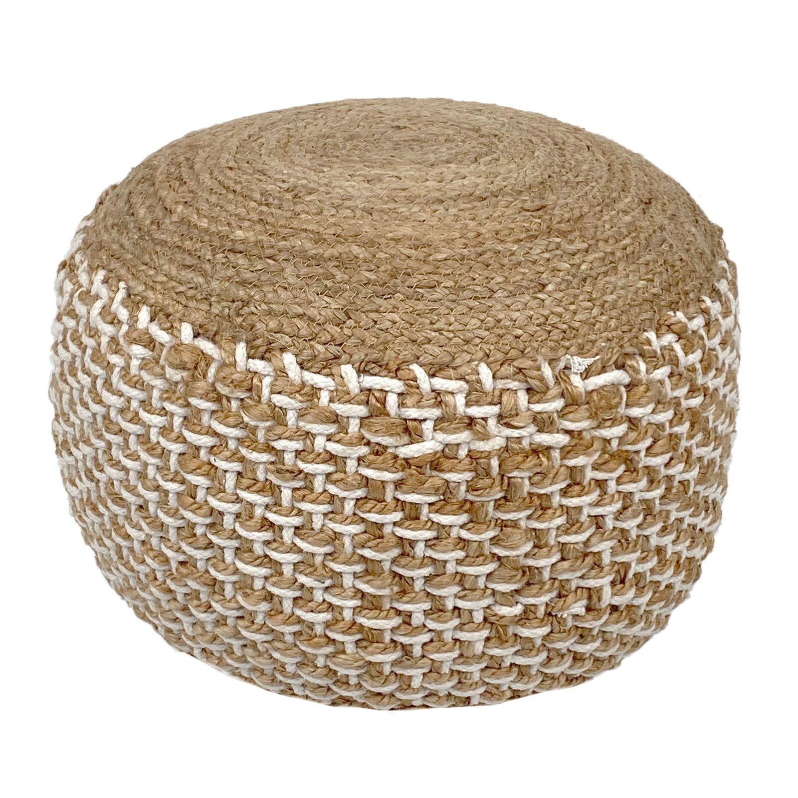 Puf taburete de yute redondo 50x50 cm taburete deco puf de yute natural cojín de suelo reposapiés