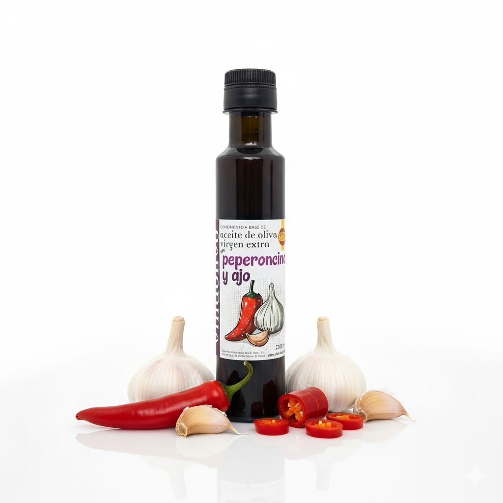 Villaolivo - Gewürz auf Basis von nativem Olivenöl extra mit Knoblauch und Peperoncino 250 ml