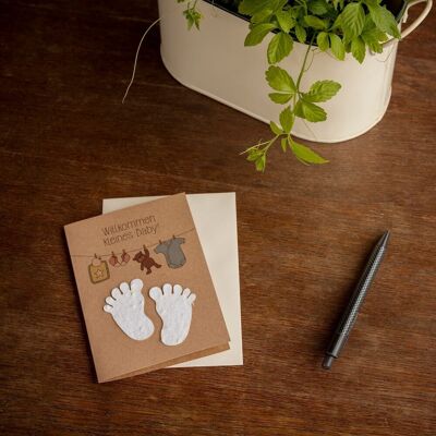 Greeting card - welcome little baby - baby feet