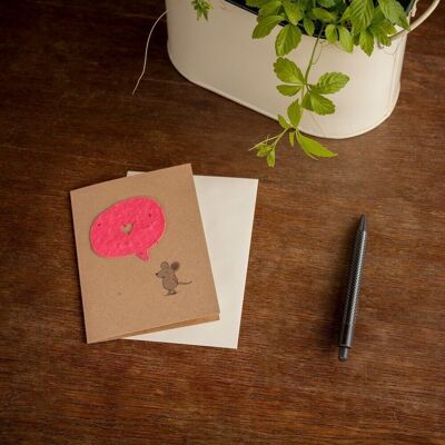 Greeting card - mouse with heart speech bubble
