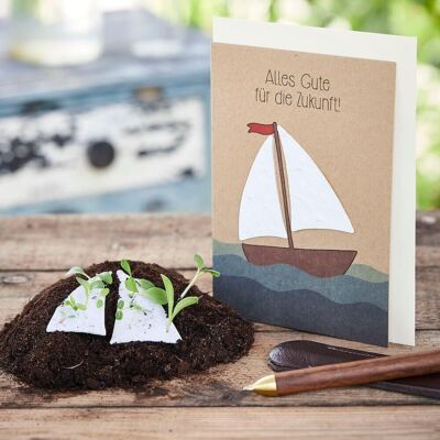 Greeting card - All the best sailing ship