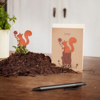 Seed plug card - thank you - squirrel